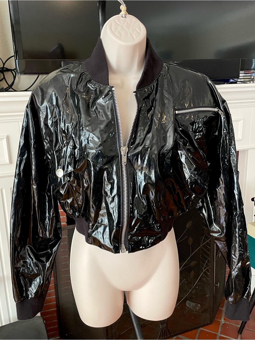 Vintage 1980’s Downtown Wippette Black Cropped Vinyl Jacket S